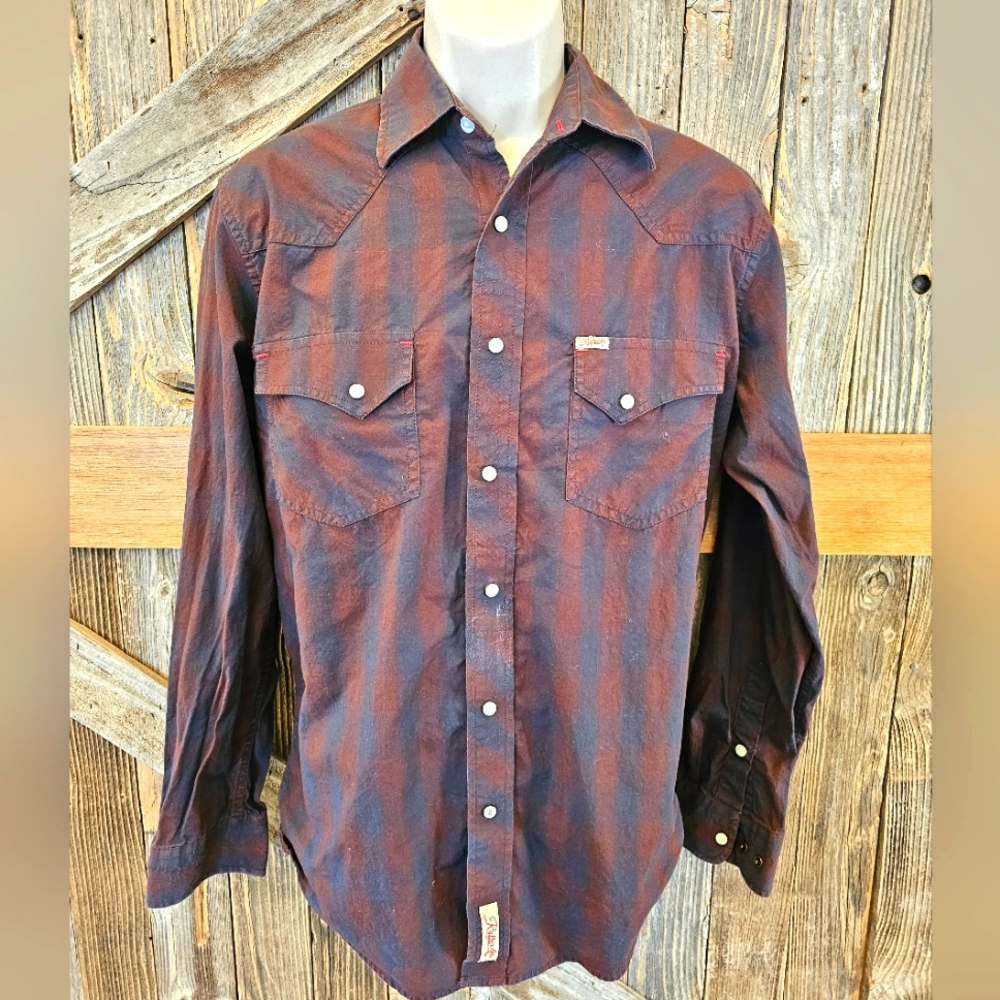 rafter c pro flex Pearl Snap Medium M Western Rodeo Long Sleeve Checkered - Picture 1 of 7